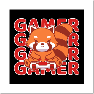 Cute Red Panda Gaming Posters and Art